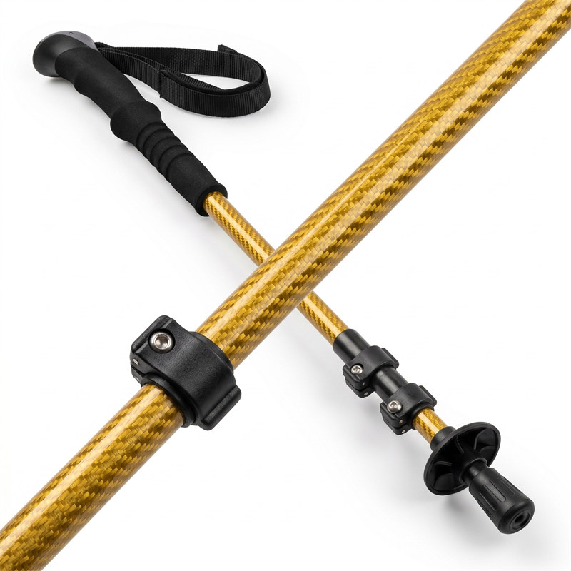 博皓 C3K碳纖維登山杖 超輕186g 兩節伸縮 戶外徒步手杖 便攜減震爬山杖防滑   -2